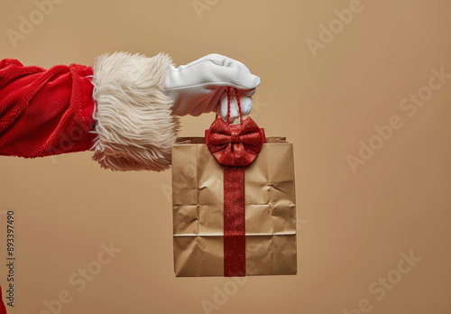 Santa Claus Holding Gift Bag
