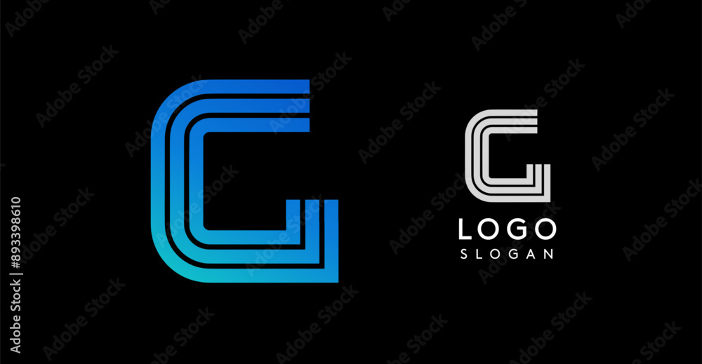 Abstract geometric letter C logo with gradient blue design for technology companies, corporate identities, creative businesses. Sleek stylish for web, print, digital media. Vector illustration Abstract geometric letter C logo with gradient blue design for technology companies, corporate identities, creative businesses. Sleek stylish for web, print, digital media. Vector illustration