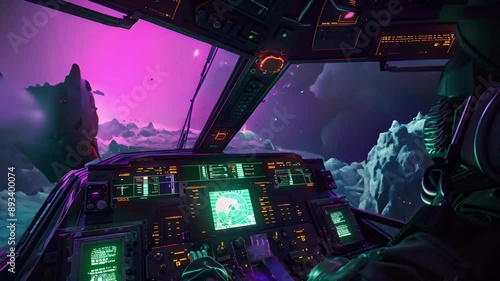 Futuristic Spaceship Cockpit View