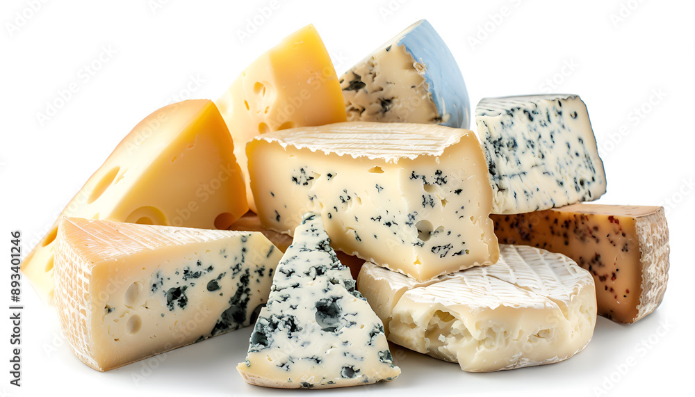 Set of delicious cheese on white background Set of delicious cheese on white background