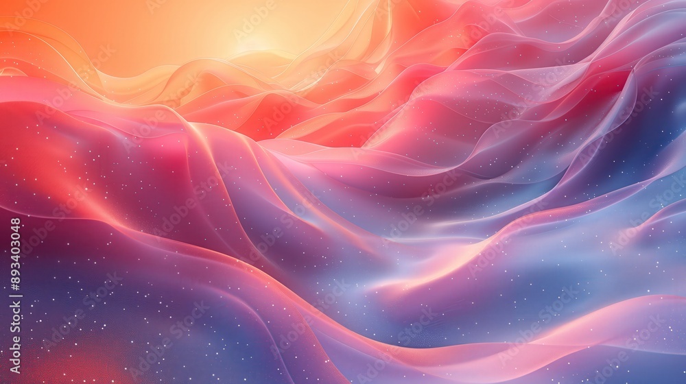 Obraz premium A 3D render of an abstract pastel background featuring gradient colors, fluid shapes, and geometric patterns. The abstract lines and circles create a soft and calming effect, perfect for digital art