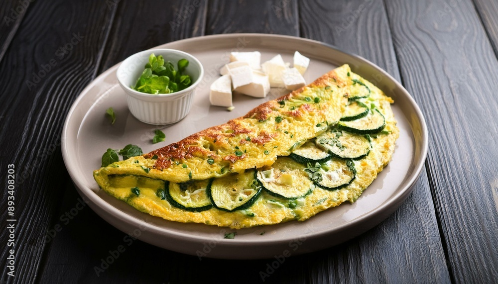 cheese zucchini omelette, AI generated cheese zucchini omelette, AI generated