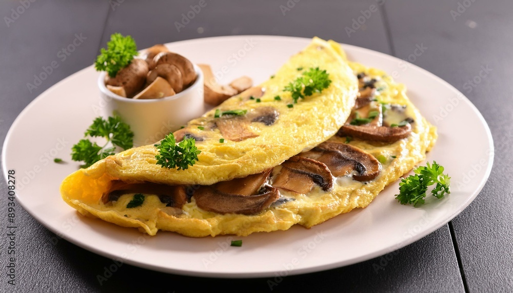 vegetarian mushroom omelette, AI generated vegetarian mushroom omelette, AI generated