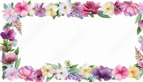 watercolor illustration of a flowers frame png on transparent background © Mary