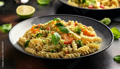 vegetarian pasta primavera, AI generated photo