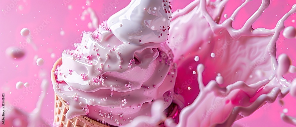 Refreshing delicious ice cream and milk splashes Refreshing delicious ice cream and milk splashes