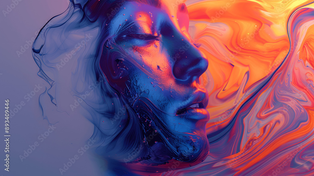 Fototapeta premium Abstracts of human portraits showing different human emotions and mental health problems