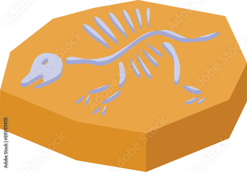 Dinosaur skeleton imprint fossil showing the prehistoric animal buried underground millions of years ago
