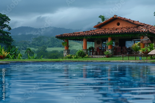 Wallpaper Mural Luxurious Living in a Secluded Costa Rican Home with Sparkling Blue Pool Generated by AI Torontodigital.ca