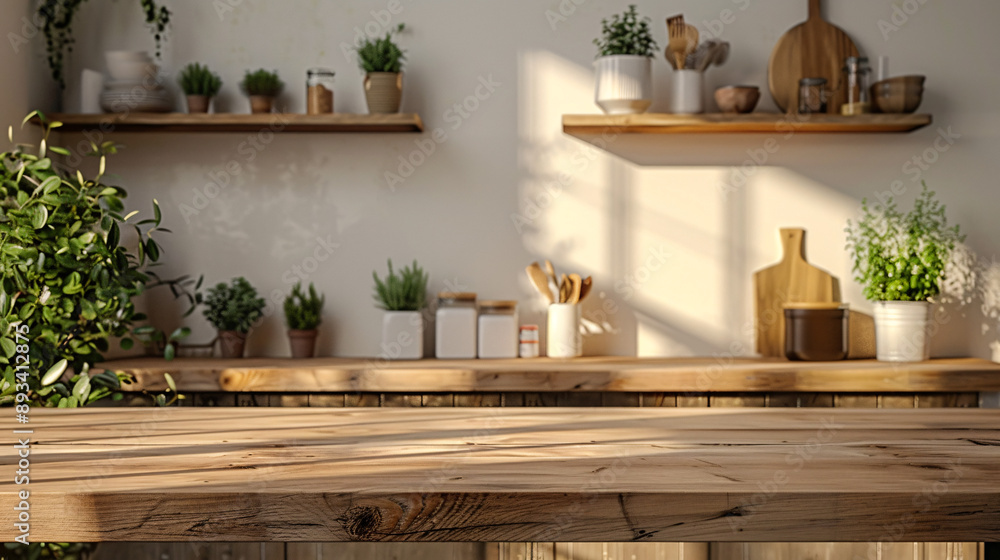 Modern Kitchen Setting with Minimalist Podium for Product Display and Copy Space Modern Kitchen Setting with Minimalist Podium for Product Display and Copy Space