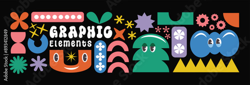 Graphic element collection. Colorful abstract element. Set of graphic element. Abstract shape illustration.