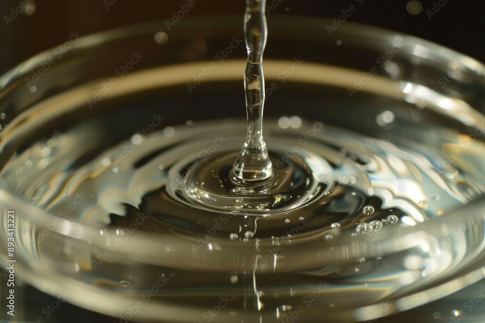 Water Drop Splashes Into Clear Flask