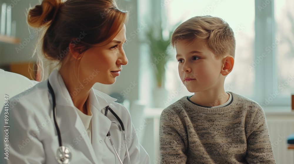 Friendly Doctor and Child in Medical Consultation Friendly Doctor and Child in Medical Consultation
