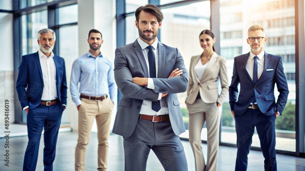 1. Confident entrepreneur standing with arms crossed, showcasing leadership and authority in a modern corporate setting. 1. Confident entrepreneur standing with arms crossed, showcasing leadership and authority in a modern corporate setting.