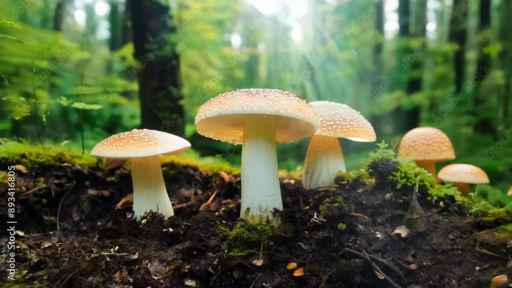 Time-Lapse of Mushrooms Growing in a Forest Time-Lapse of Mushrooms Growing in a Forest