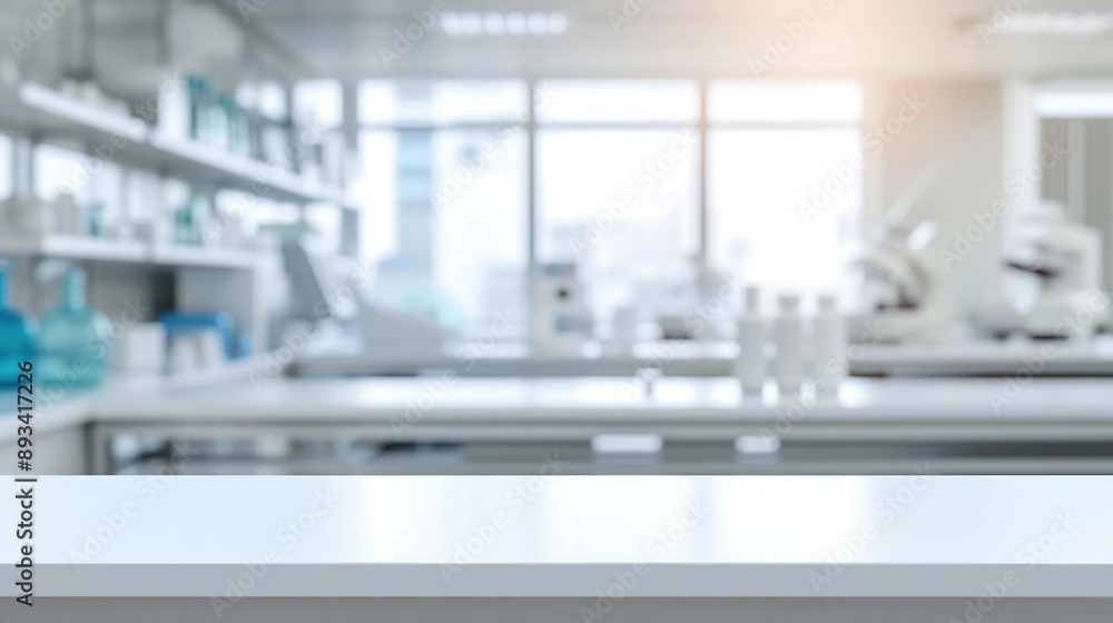 Unoccupied Lab Counter with Defocused Research Instruments Unoccupied Lab Counter with Defocused Research Instruments