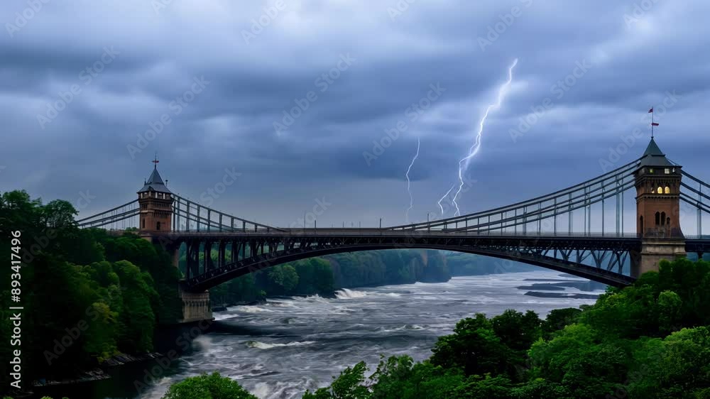 View of the Lewiston-Queenston Bridge Over the Niagara River at Dusk View of the Lewiston-Queenston Bridge Over the Niagara River at Dusk