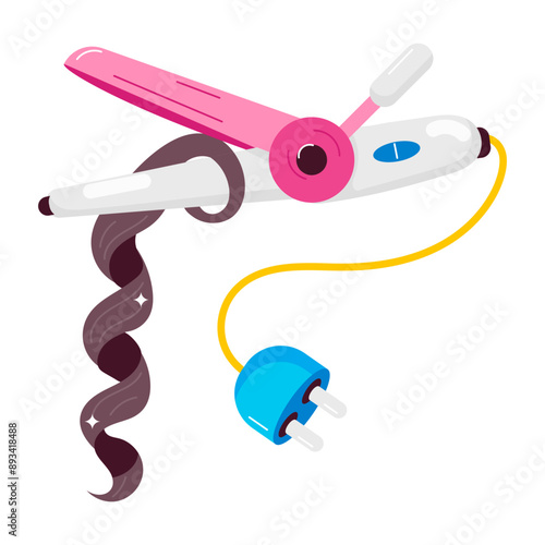 A flat style sticker of hair straightening 

