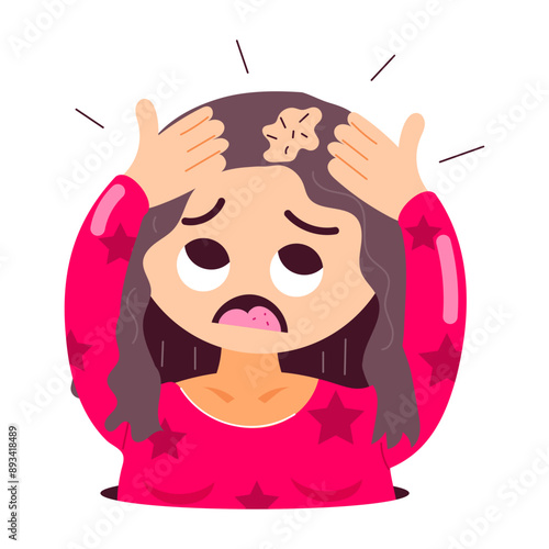 Cute flat style cartoon hair fall

