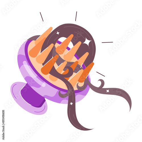 A flat style sticker of scalp massager