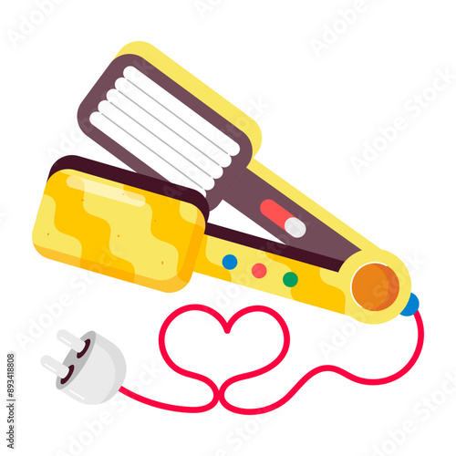 A flat style sticker of straightener
