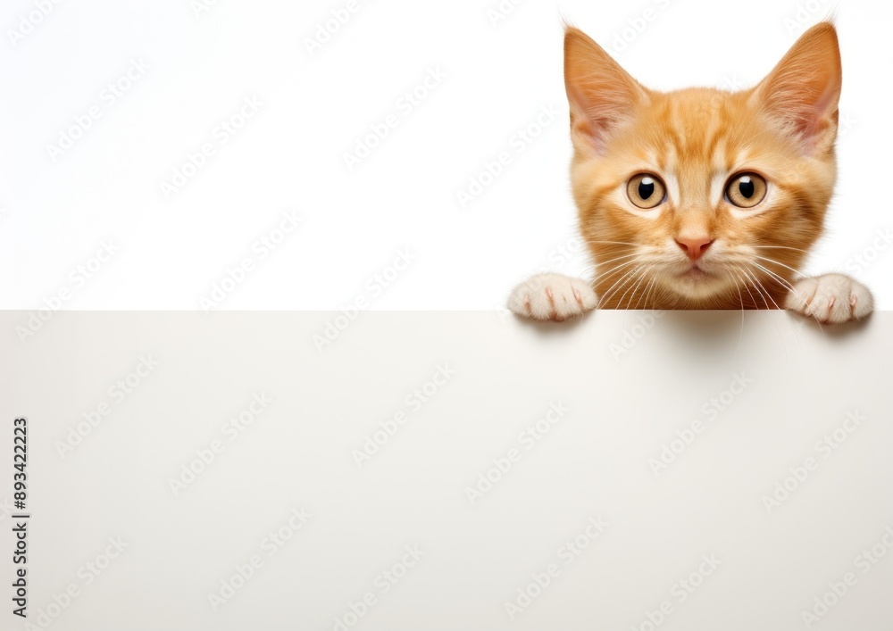 Curious kitten peeking over edge Curious kitten peeking over edge