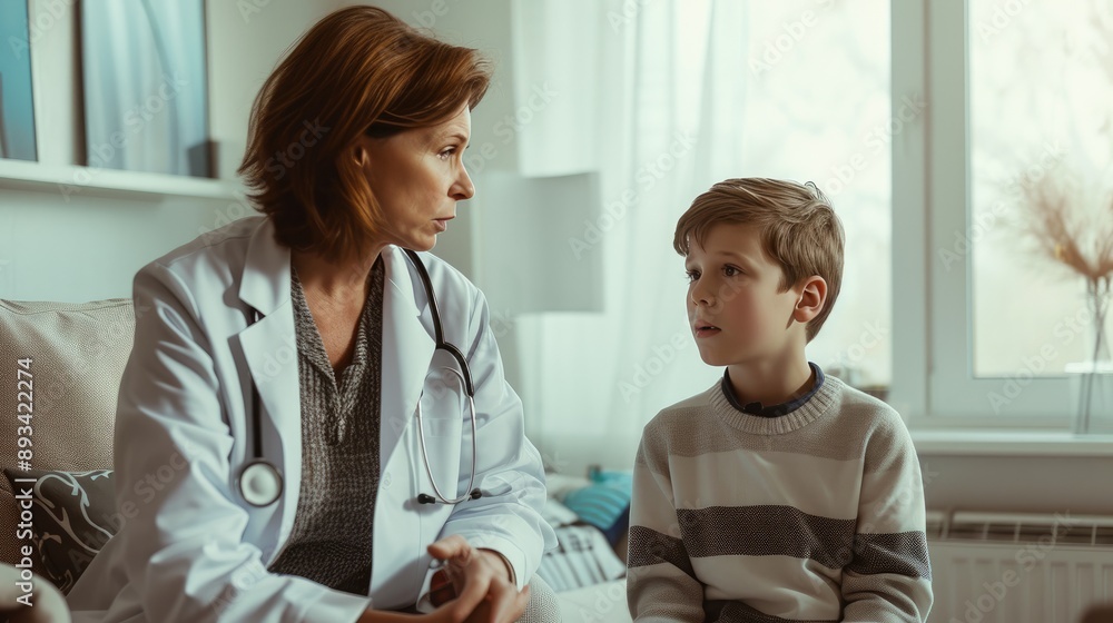 Friendly Pediatrician and Child Interaction in Medical Office Friendly Pediatrician and Child Interaction in Medical Office