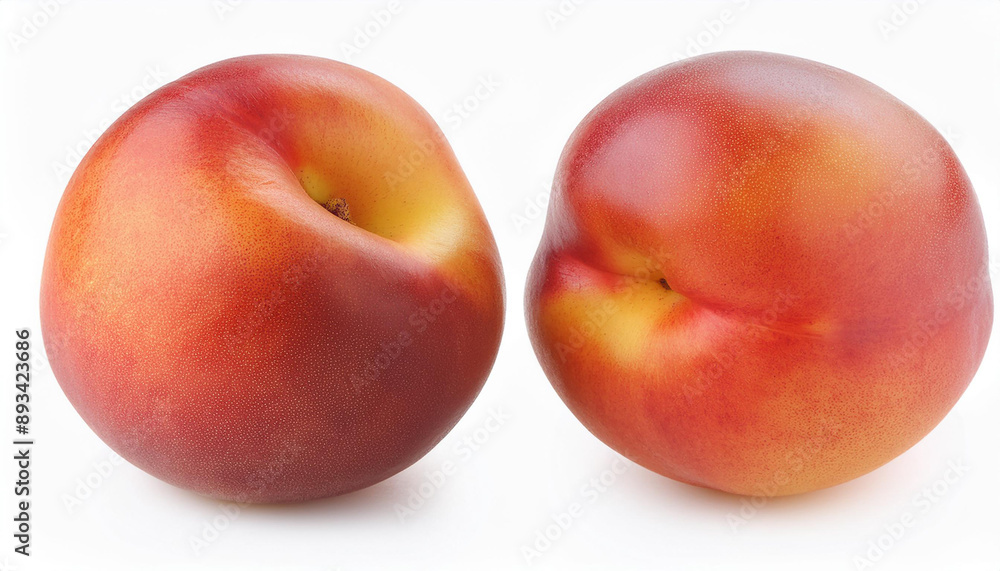 Vibrant ripe peach isolated on white. Fresh nectarine. Delicious summer fruit. Tasty and healthy food. Vibrant ripe peach isolated on white. Fresh nectarine. Delicious summer fruit. Tasty and healthy food.