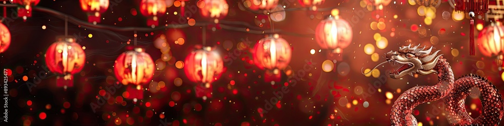 snake and Chinese lanterns. selective focus snake and Chinese lanterns. selective focus