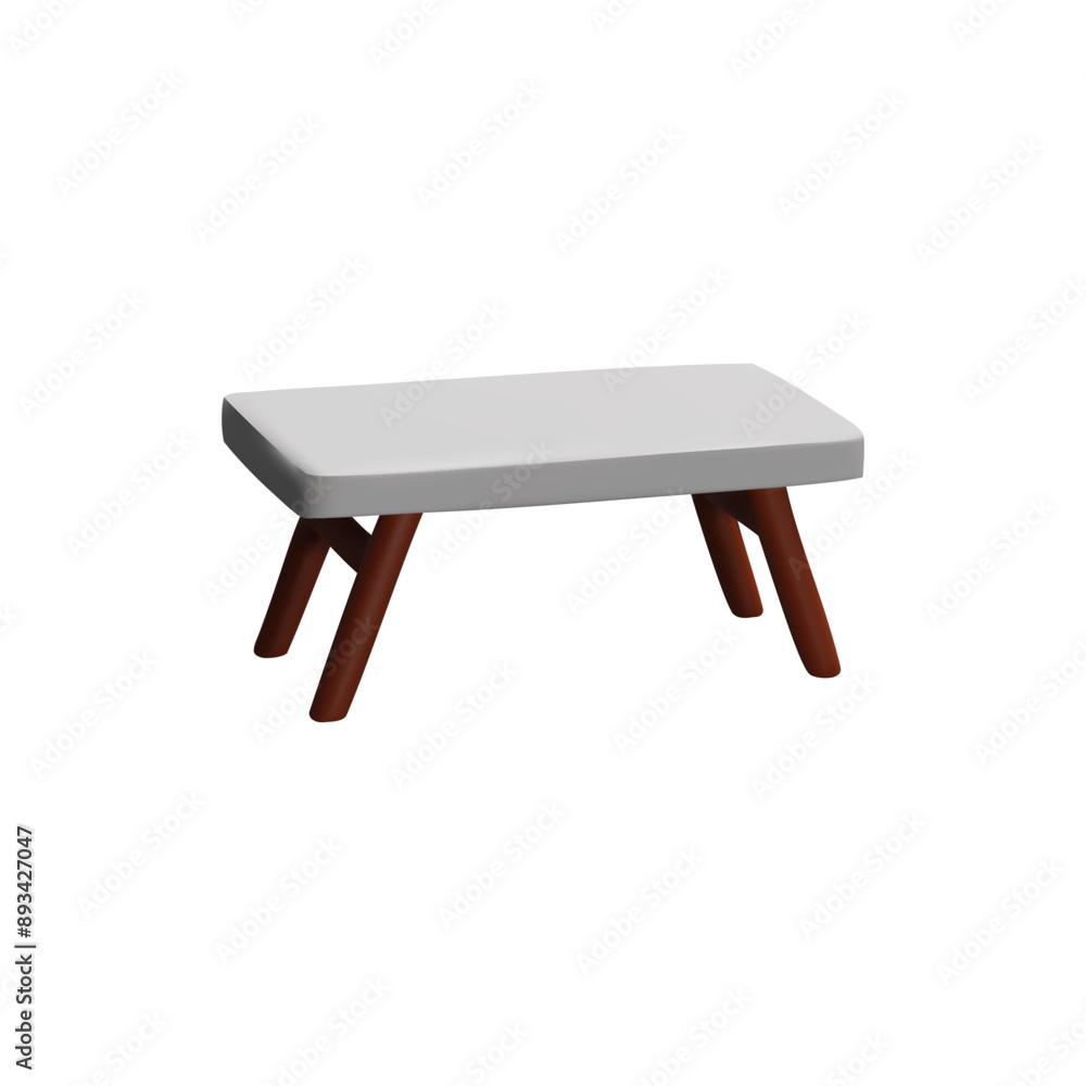 A 3D practical folding table with wooden legs is highlighted on a white background A 3D practical folding table with wooden legs is highlighted on a white background