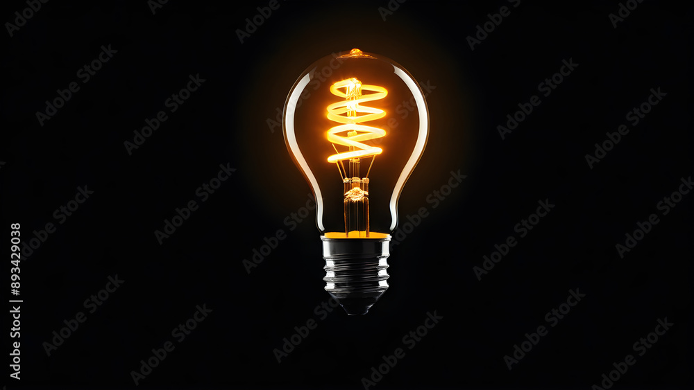 Image of a light bulb on a black background Image of a light bulb on a black background