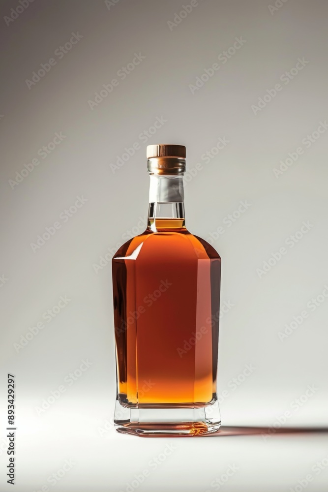 a beautiful studio lit blank labeless whiskey bottle, white background a beautiful studio lit blank labeless whiskey bottle, white background