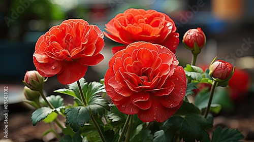 a red flower with water drops on it