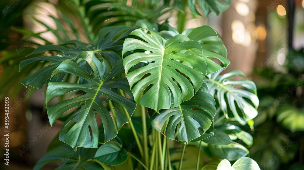 Close-up of a rare Monstera with its deeply divided leaves Close-up of a rare Monstera with its deeply divided leaves