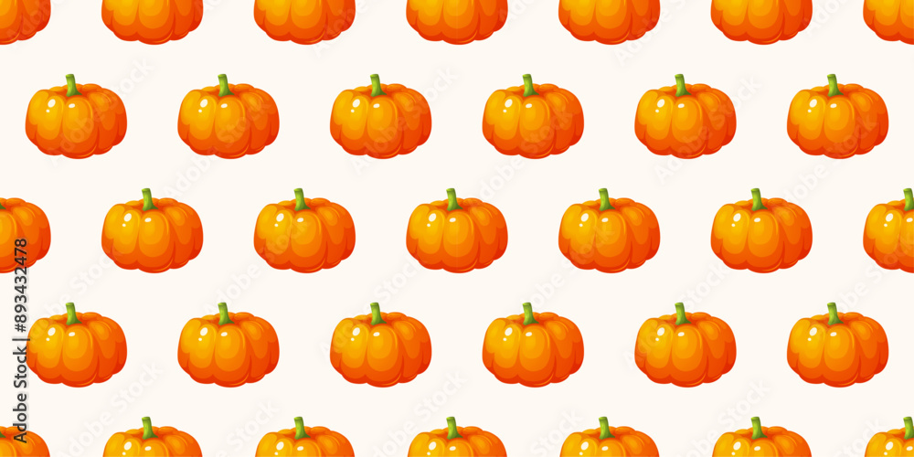 Pattern with an orange pumpkins on a white background. Fall harvest gourds. Healthy organic food. Happy Halloween. Thanksgiving day. Fall Season. Seasonal harvest design for greeting or poster. 3d. Pattern with an orange pumpkins on a white background. Fall harvest gourds. Healthy organic food. Happy Halloween. Thanksgiving day. Fall Season. Seasonal harvest design for greeting or poster. 3d.
