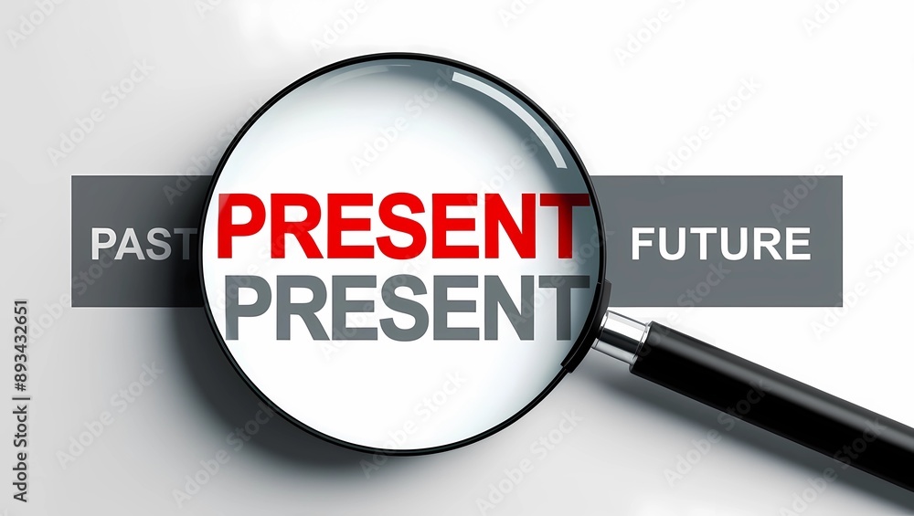 Magnifying Glass Focusing on Present with Past and Future
Magnifying Glass Focusing on Present with Past and Future