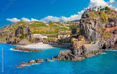 Panoramic view of the small village of Ponta do Sol, near Funchal. Madeira Island, Portugal photo