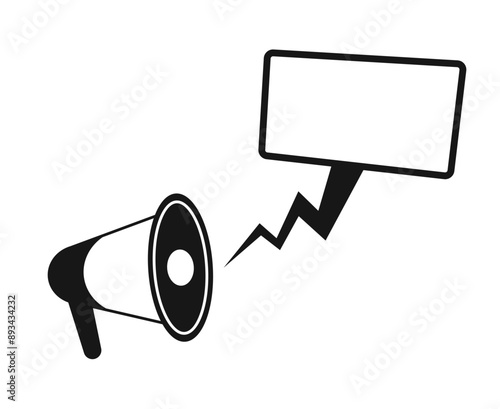 Copy space with loudspeaker. Template with empty space for text