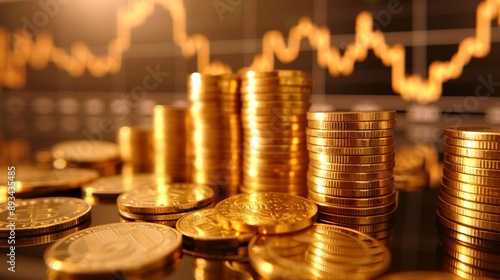 金色のコインと投資イメージ