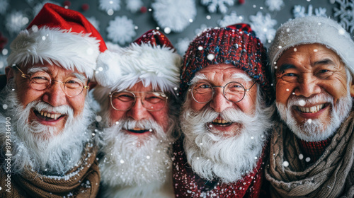 Few different santas, diver...
