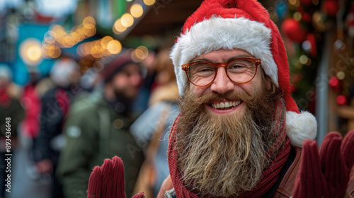 Hipster santa wide shot