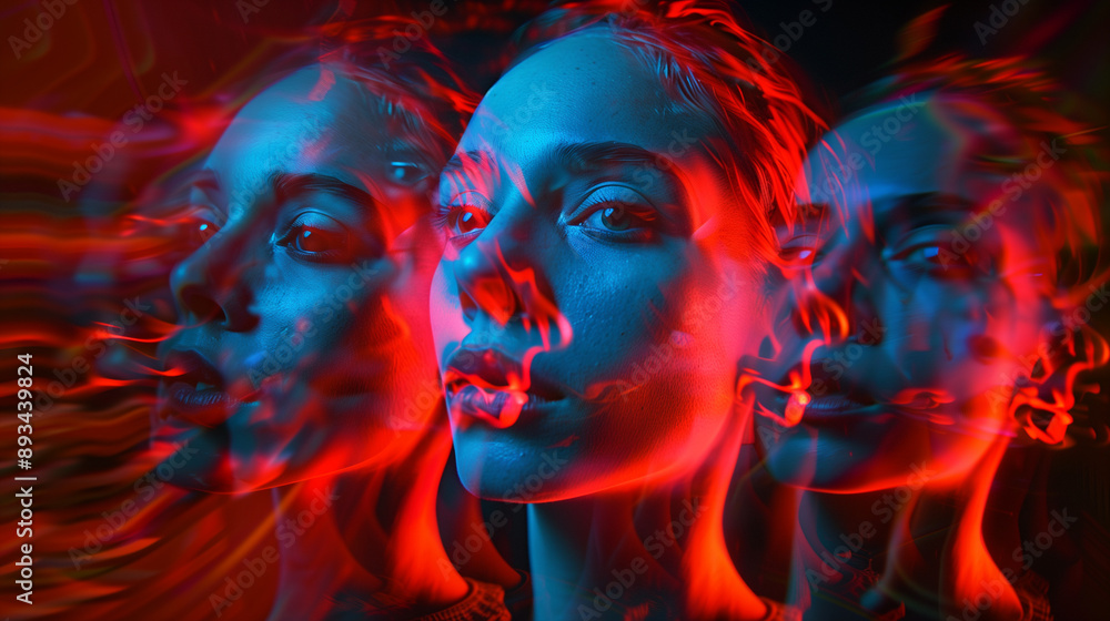 Surreal portrait of a woman with vibrant lights Surreal portrait of a woman with vibrant lights