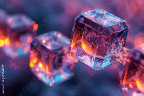 Macro Photography of Blue Crystal With Warm Glow, Concept of Mineral Beauty and Scientific Exploration photo