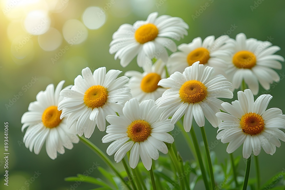 Fototapeta premium Beautiful Blooming Daisies in Sunlit Garden - Floral Nature Concept for Print, Card, Poster