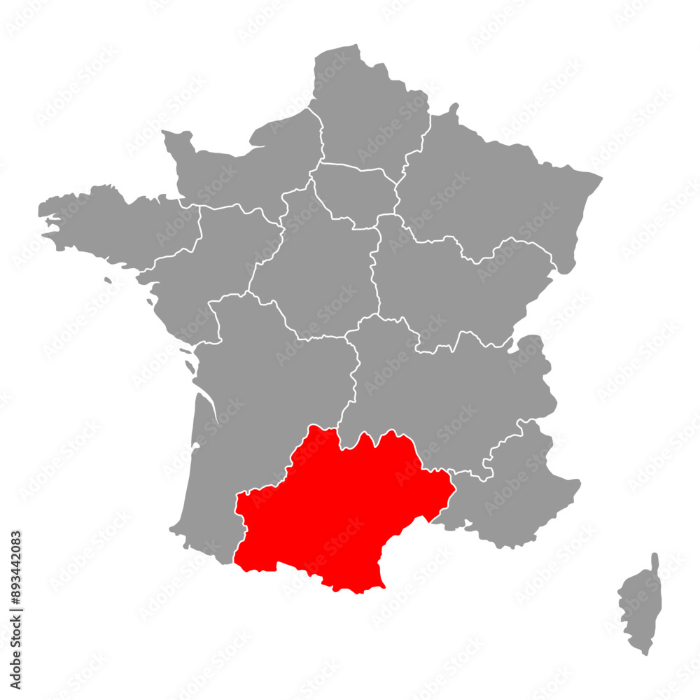 Occitania of France map symbol shape, travel web flat concept icon symbol vector Occitania of France map symbol shape, travel web flat concept icon symbol vector