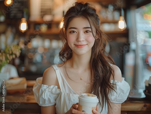 Portrait of a woman in cafe