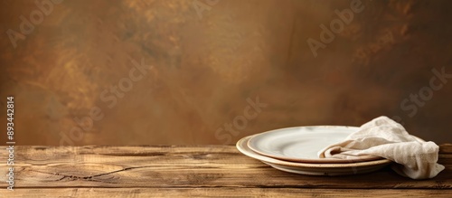 Wooden table with a ceramic...