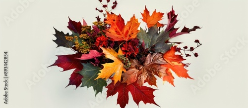 Vibrant maple leaves create...