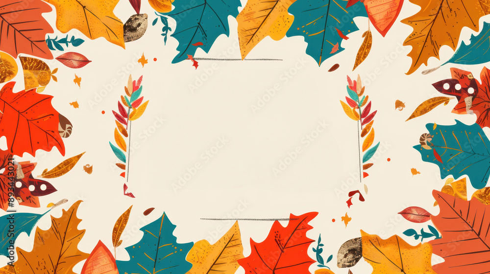 Autumn Foliage Frame with Vibrant Leaves and Space for Text Autumn Foliage Frame with Vibrant Leaves and Space for Text