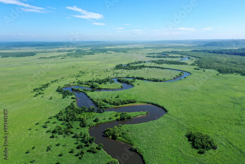 夏の釧路湿原ドローン空撮